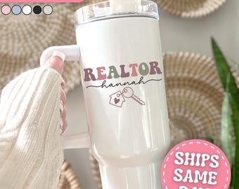 Realtor Tumbler Personalized Realtor 40oz Tumbler with Handle Custom Realtor Gifts for Realtor Closing Gift for Real Estate Agent Tumbler