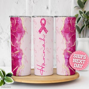 Breast Cancer Tumbler Personalized Breast Cancer Awareness Tumbler for Women Custom Breast Cancer Gifts for Breast Cancer Survivor Tumbler