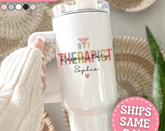 Respiratory Therapist Tumbler Personalized RT 40oz Tumbler with Handle Custom Respiratory Care Week Gifts for Respiratory Therapist Cup 40oz