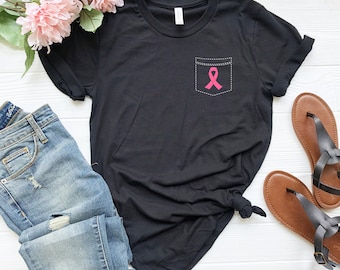 Breast Cancer Awareness Shirt | Breast Cancer Shirt | Cancer Awareness Shirt | Pink Ribbon Shirt | Breast Cancer Gifts | Pocket Pink Ribbon