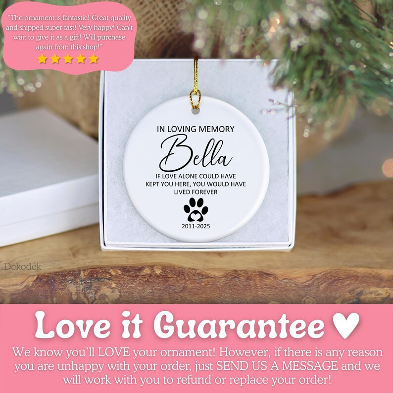 Personalized Pet Memorial Ornament - Custom Pet Memorial Gift - Pet ...