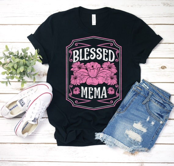 Blessed To Be Called Mema Floral T-Shirt Funny Mema Gift Blessed To Be Called Mema Floral T-Shirt Funny Mema Gift