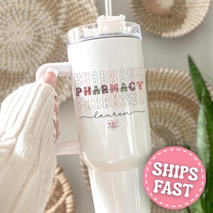 Pharmacy Technician Tumbler Personalized Pharmacy Tech 40oz Tumbler with Handle Custom Pharmacy Technician Gifts for Pharmacy Tech Tumbler