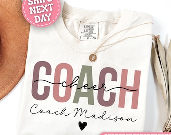 Comfort Colors® Personalized Cheer Coach Shirt Custom Cheer Coach Gift for Cheer Coach Tshirt for Cheer Coach T Shirt for Cheer Coach Tee