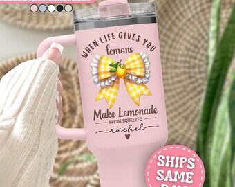 Lemon Tumbler Personalized Lemon 40oz Tumbler with Handle Custom Lemon Gift Lemon Cups Lemon lover Gift Lemon Travel Mug Lemon Tumbler Cup