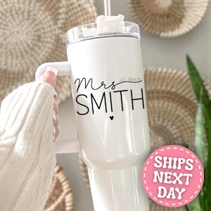 Bride Tumbler Personalized Bride 40oz Tumbler with Handle Custom Bridal Shower Gift for Bride Wedding Gift for Bride To Be Tumbler for Bride