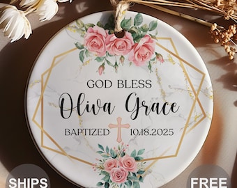 Personalized Baptism Ornament - Baptism Gift Girl - Goddaughter Gifts