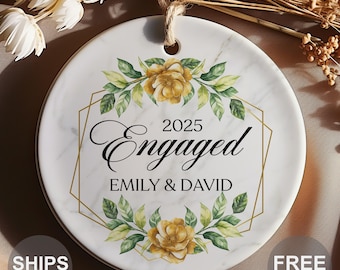 Personalized Engagement Ornament - Custom Engaged Ornament - Engagement Gifts For Her And Him - Engagement Party Gifts For Couple