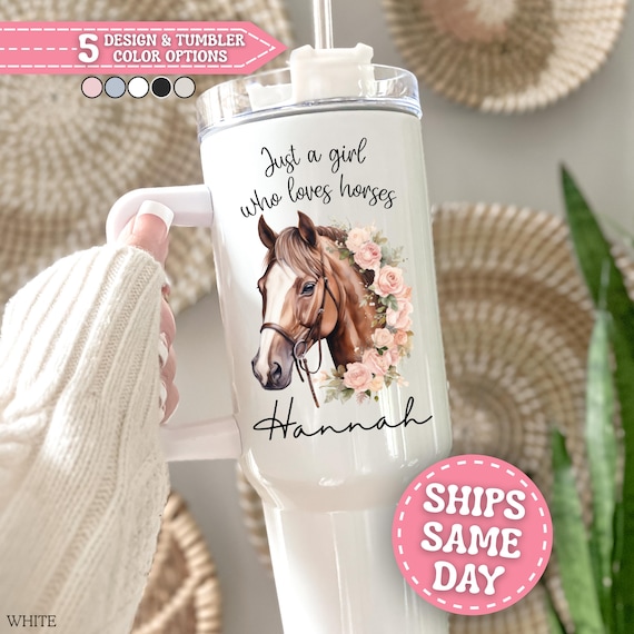 Horse Tumbler Personalized Horse 40oz Tumbler with Handle Custom Horse Gifts for Girls Women Horse Cup Horse Travel Mug Horse Lover Gift