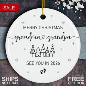 Grandparents Ornament Personalized - Baby Reveal Grandparents Pregnancy Announcement - New Baby Announcement- Grandparent Christmas Ornament