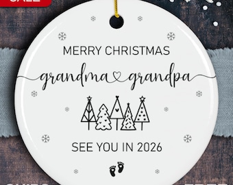 Grandparents Ornament Personalized - Baby Reveal Grandparents Pregnancy Announcement - New Baby Announcement- Grandparent Christmas Ornament