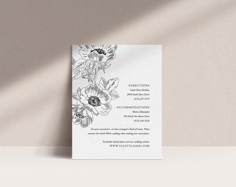 Floral Wedding Details Card Template: Modern Editable Design (Canva)