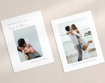 Plantilla minimalista para guardar la fecha con foto: Tarjeta DIY moderna (PDF)