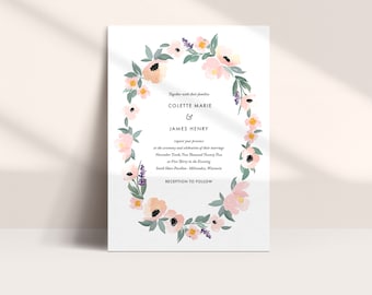 Floral Wedding Invitation Template: Editable Watercolor Design (Canva)