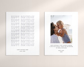 Plantilla moderna de tarjeta de cumpleaños con foto: Diseño DIY de Canva (Descarga digital)