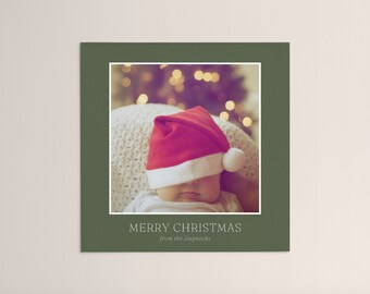 Plantilla de tarjeta fotográfica navideña cuadrada: Diseño DIY de Canva (Descarga digital)