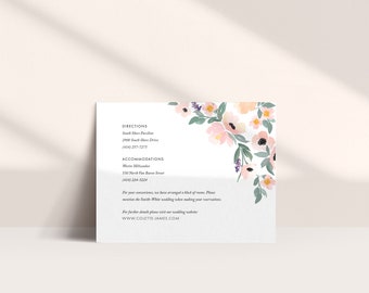 Floral Watercolor Details Template | Timeless Editable Wedding Details Card | Floral Wedding Details Card | Wedding Details Template Canva