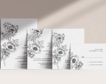 Plantilla de invitación de boda floral: Plantilla DIY moderna (Canva)