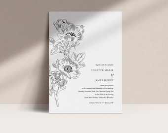 Floral Wedding Invitation Template: Modern Editable Design (Canva)