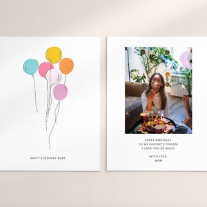 Leuke verjaardag ballon kaartsjabloon | Leuke verjaardagskaart met foto | Verjaardagsballonkaartsjabloon Canva