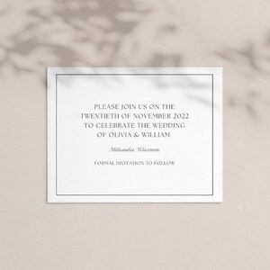 Minimalist Wedding Save The Date Template: Black and White Canva (Digital Download)