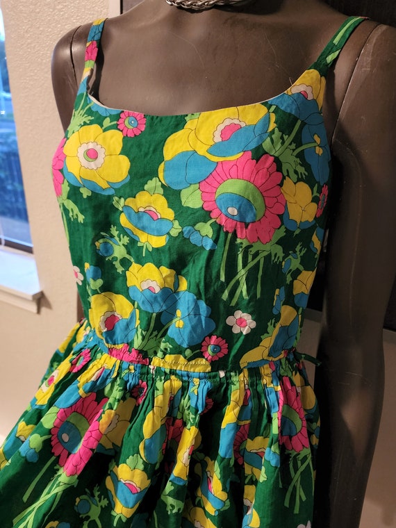 1960s Bright Floral Swim Romper - image 2