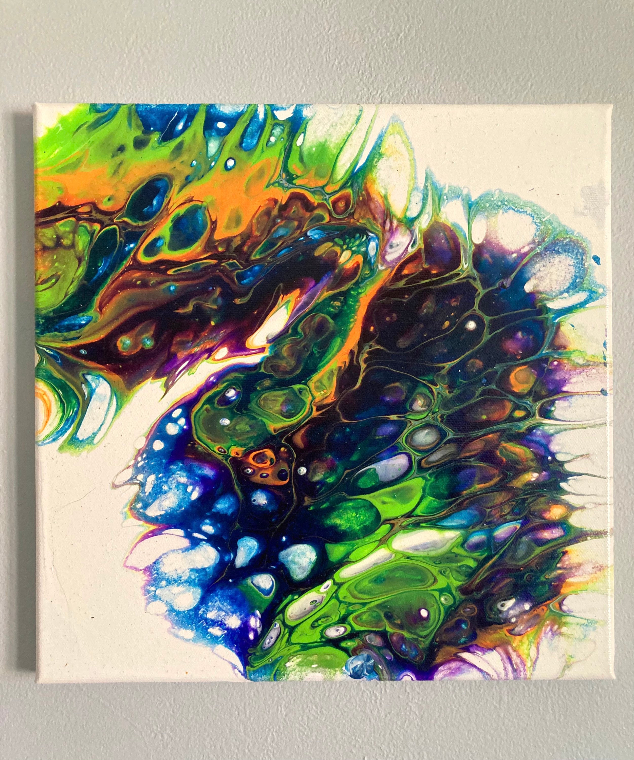 Vibrant colorful acrylic pour painting Etsy