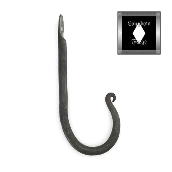 Hand forged iron J hook
