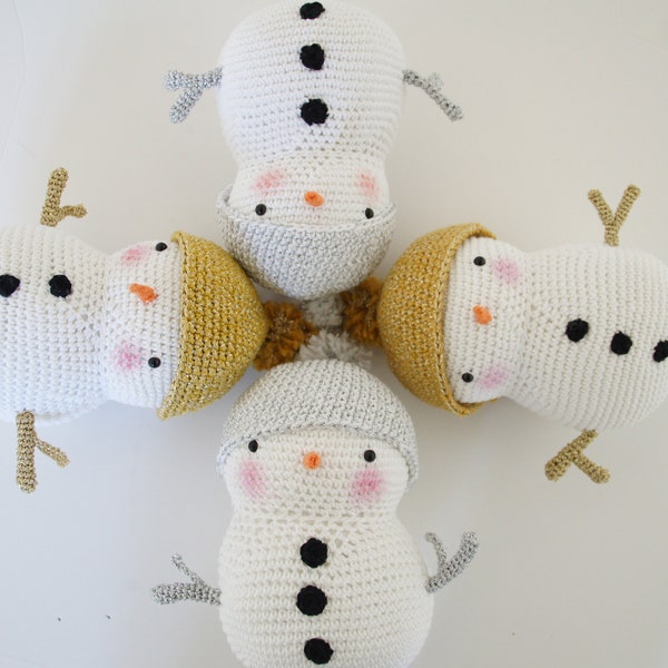 Snowman crochet - amigurumi pattern french and english - Mr Polaire