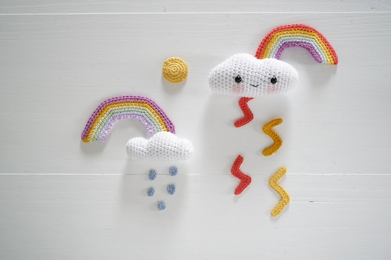 Nuage Arc En Ciel Soleil Et Eclair Au Crochet Explications Etsy Hong Kong