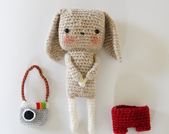 Marcelin, the globe-trotting rabbit - crochet pattern - English / français - amigurumi pattern