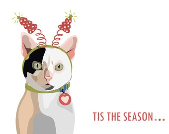 5x7 Tis the Season - Cat Christmas Cards - Pack of 4
