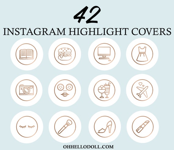 42 Instagram Story Highlight Icon Covers Rose Gold White | Etsy