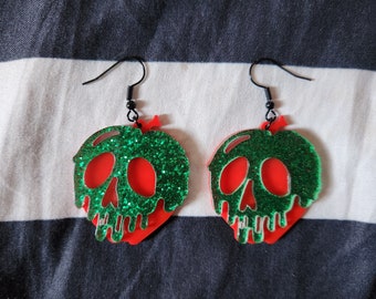 Snow White Poison Apple Dangle Drop Earrings