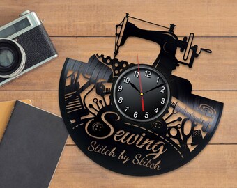 Sewing Gift Office Decor Modern Wall Clock Best Friend Gift Vinyl Clock Teacher Gift Vinyl Unique Clock Birthday Gift Vinyl Record Clock
