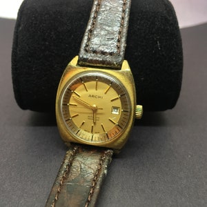 Archi Gold Tone Automatic Mechanical Wrist Watch 1960 s Etsy India