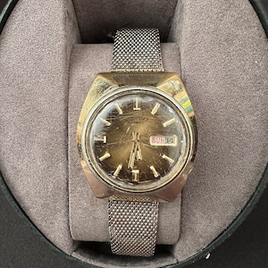 Vintage RARE Gold Bubble Seiko Automatic 21 Jewel Mechanical Wrist Watch w/ Date Dial 1960-70’s