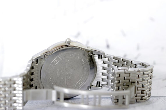 Lucien Piccard ALL STAINLESS STEEL Diamond Embellished Sapphire Crystal Wrist Watch Etsy Canada