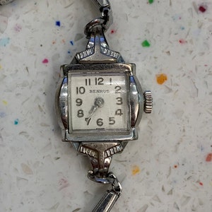 Mid Century Benrus White Gold Rolled Gold Plate Ladies Mechanical Watch