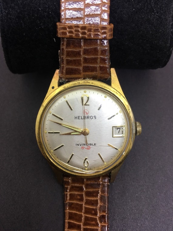 Vintage Helbros Swiss Made Mechanical Gold Wrist … - image 1