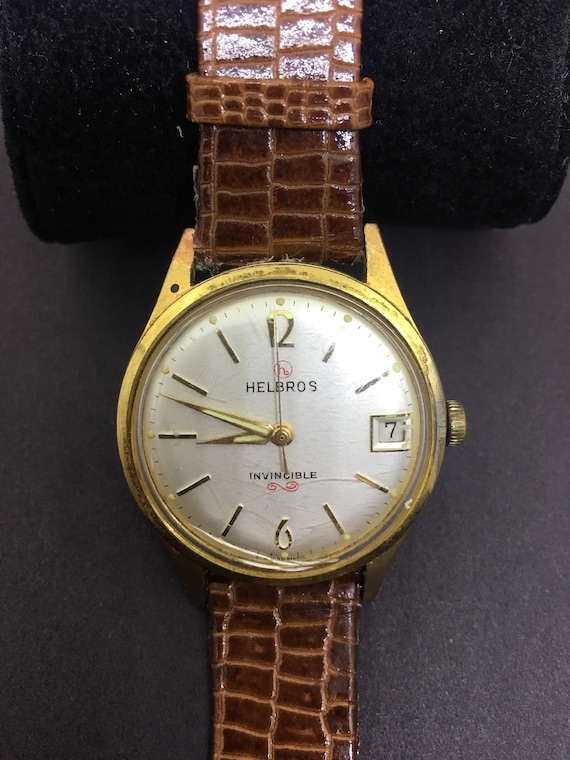 Vintage Helbros Swiss Made Mechanical Gold Wrist … - image 1