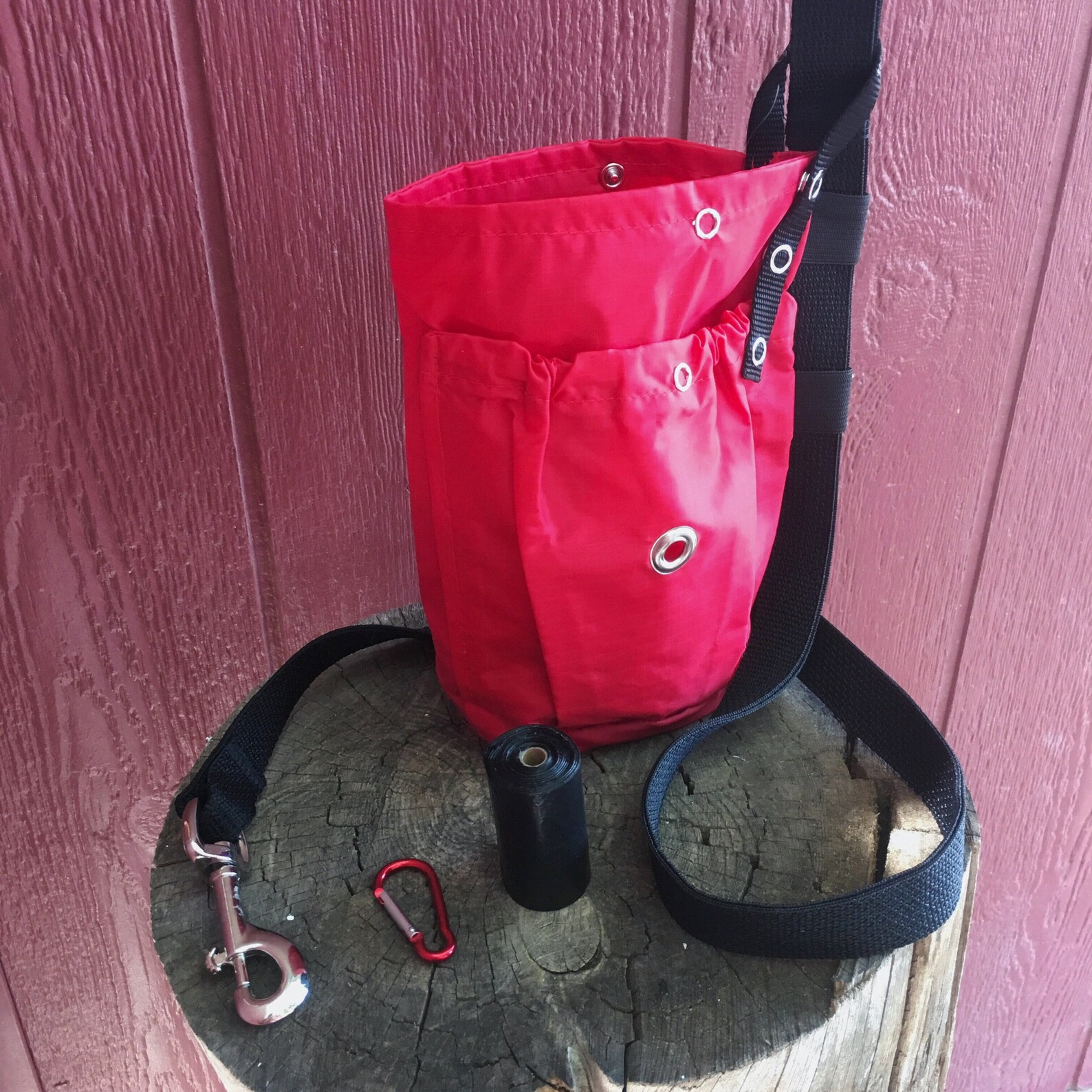 Dog Waste Bag Holder with Leash Red Small Medium and Large Etsy