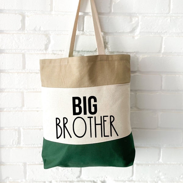 Big Brother Gift for Toddler | New Big Brother Tote Bag | Kid Overnight | Personalized Canvas Book Bag | Baby Shower Gift for Sibling