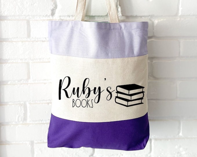 Kids Book Tote Bag | Personalized Library Tote Bag | Reading Gift for Book Lover | Custom Cotton Canvas Bag | Book Worm | Reader | Co Worker