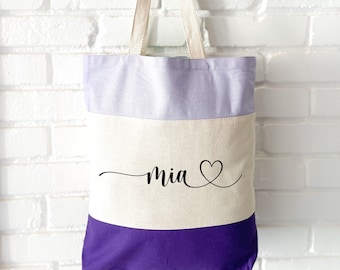 Personalized Gift for Mom | Custom Canvas Name Tote Bag | Gift From Daughter | Work Tote | Library Book Bag | Personalized Gift Bag