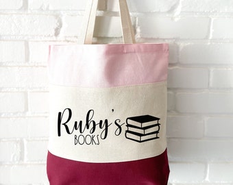 Kids Book Tote Bag | Personalized Library Tote Bag | Reading Gift for Book Lover | Custom Cotton Canvas Bag | Book Worm | Book Reader