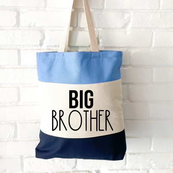 Personalized Canvas Tote | Becoming a New Big Brother Christmas Gift | Kid Overnight Tote Bag | Custom Book Bag | Baby Shower gift