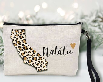 California State Personalized Makeup Bag | Sister Gift | Graduation Gift | Holiday Gift | Zippered Cosmetic Bag | Christmas Gift for her