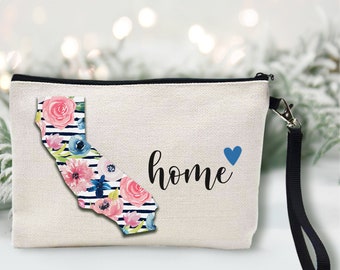 California State Personalized Makeup Bag | Sister Gift | Graduation Gift | Holiday Gift | Zippered Cosmetic Bag | Christmas Gift for her