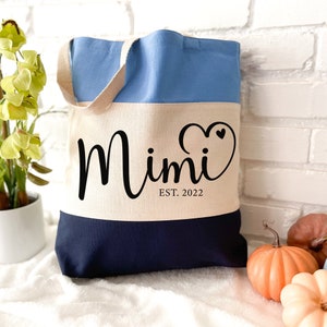 1st Time MiMi Est Tote Bag | Any Grandma Gift | Diaper Bag | Custom Canvas Tote | Birthday | Mimi Life | Travel | Shopping | Sentimental